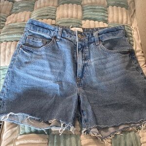 H&M Blue Jean Shorts with Distressed Hem